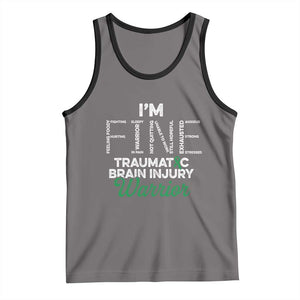 Traumatic Brain Injury Awareness Tank Top TBI Warrior I'm Fine TS02 Deep Heather Black Print Your Wear
