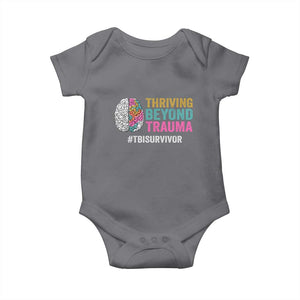 Traumatic Brain Injury Awareness Baby Onesie Thriving Beyond Trauma TBI Survivor TS02 Charcoal Print Your Wear
