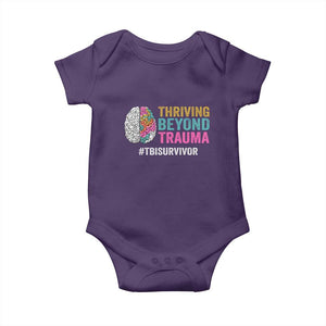 Traumatic Brain Injury Awareness Baby Onesie Thriving Beyond Trauma TBI Survivor TS02 Purple Print Your Wear