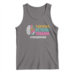 Traumatic Brain Injury Awareness Tank Top Thriving Beyond Trauma TBI Survivor TS02 Deep Heather Print Your Wear
