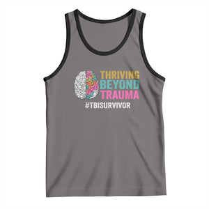 Traumatic Brain Injury Awareness Tank Top Thriving Beyond Trauma TBI Survivor TS02 Deep Heather Black Print Your Wear