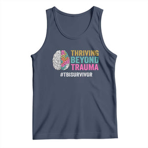 Traumatic Brain Injury Awareness Tank Top Thriving Beyond Trauma TBI Survivor TS02 Navy Print Your Wear