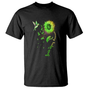 Traumatic Brain Injury Awareness T Shirt Sunflower Hummingbird TS02 Black Print Your Wear