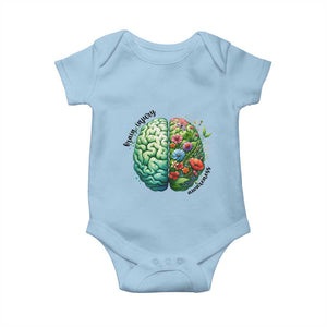 Traumatic Brain Injury Awareness Baby Onesie TBI Warrior Green Floral Brain TS02 Light Blue Print Your Wear