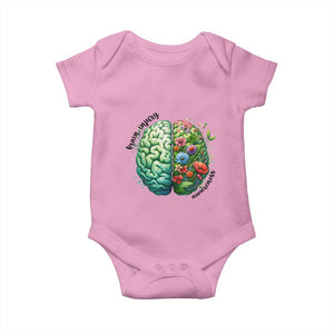 Traumatic Brain Injury Awareness Baby Onesie TBI Warrior Green Floral Brain TS02 Light Pink Print Your Wear