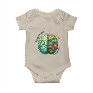 Traumatic Brain Injury Awareness Baby Onesie TBI Warrior Green Floral Brain TS02 Sand Print Your Wear