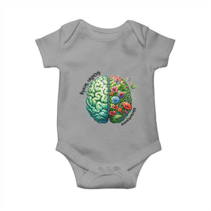 Traumatic Brain Injury Awareness Baby Onesie TBI Warrior Green Floral Brain TS02 Sport Gray Print Your Wear