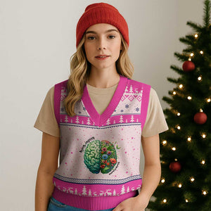 Traumatic Brain Injury Awareness V-Neck Knit Sweater Vest TBI Warrior Green Floral Brain TS02 Hot Pink Print Your Wear