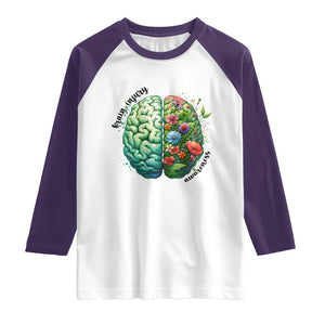 Traumatic Brain Injury Awareness Raglan Shirt TBI Warrior Green Floral Brain TS02 White Purple Print Your Wear