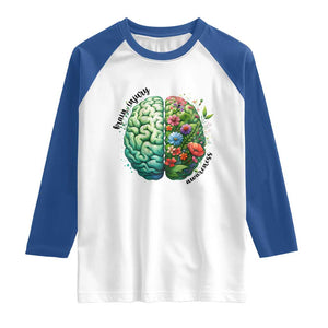 Traumatic Brain Injury Awareness Raglan Shirt TBI Warrior Green Floral Brain TS02 White Royal Print Your Wear