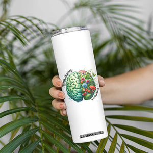 Traumatic Brain Injury Awareness Skinny Tumbler TBI Warrior Green Floral Brain TS02 Print Your Wear