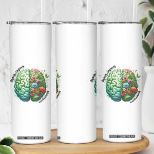 Traumatic Brain Injury Awareness Skinny Tumbler TBI Warrior Green Floral Brain TS02 Print Your Wear
