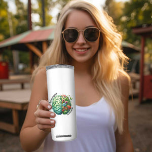 Traumatic Brain Injury Awareness Skinny Tumbler TBI Warrior Green Floral Brain TS02 Print Your Wear