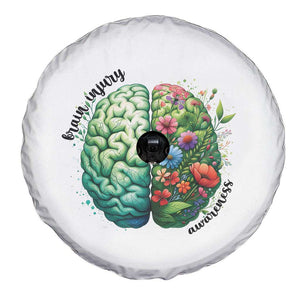 Traumatic Brain Injury Awareness Spare Tire Cover TBI Warrior Green Floral Brain TS02 Print Your Wear