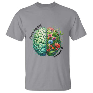 Traumatic Brain Injury Awareness T Shirt TBI Warrior Green Floral Brain TS02 Sport Gray Print Your Wear