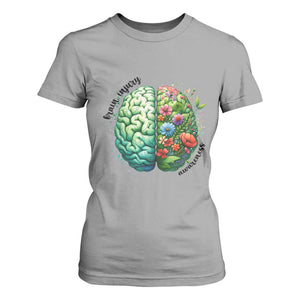 Traumatic Brain Injury Awareness T Shirt For Women TBI Warrior Green Floral Brain TS02 Sport Gray Print Your Wear