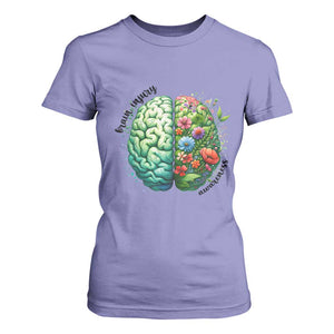 Traumatic Brain Injury Awareness T Shirt For Women TBI Warrior Green Floral Brain TS02 Violet Print Your Wear