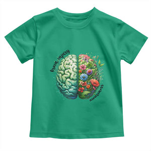 Traumatic Brain Injury Awareness Toddler T Shirt TBI Warrior Green Floral Brain TS02 Irish Green Print Your Wear