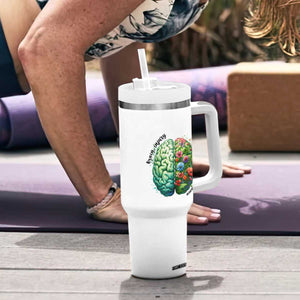 Traumatic Brain Injury Awareness Tumbler With Handle TBI Warrior Green Floral Brain TS02 Print Your Wear