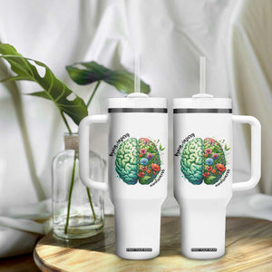 Traumatic Brain Injury Awareness Tumbler With Handle TBI Warrior Green Floral Brain TS02 Print Your Wear