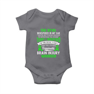 Traumatic Brain Injury Awareness Baby Onesie TBI Warrior I Am The Storm TS02 Charcoal Print Your Wear