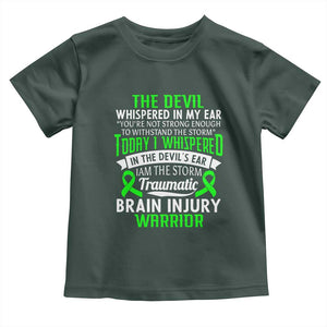 Traumatic Brain Injury Awareness Toddler T Shirt TBI Warrior I Am The Storm TS02 Dark Forest Green Print Your Wear