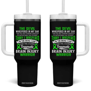 Traumatic Brain Injury Awareness Tumbler With Handle TBI Warrior I Am The Storm TS02 One Size: 40 oz Black Print Your Wear