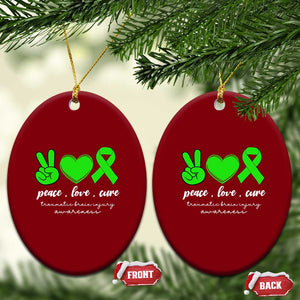 Traumatic Brain Injury Awareness Ceramic Ornament Peace Love Cure TBI Warrior TS02 Print Your Wear
