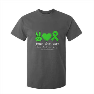 Traumatic Brain Injury Awareness T Shirt For Kid Peace Love Cure TBI Warrior TS02 Dark Heather Print Your Wear
