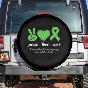 Traumatic Brain Injury Awareness Spare Tire Cover Peace Love Cure TBI Warrior TS02 No hole Black Print Your Wear
