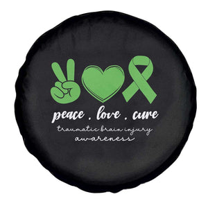 Traumatic Brain Injury Awareness Spare Tire Cover Peace Love Cure TBI Warrior TS02 Print Your Wear