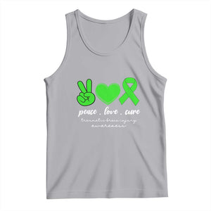 Traumatic Brain Injury Awareness Tank Top Peace Love Cure TBI Warrior TS02 Athletic Heather Print Your Wear