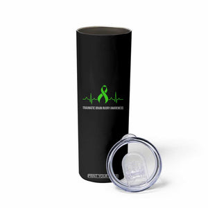 Traumatic Brain Injury Awareness Skinny Tumbler TBI Warrior Heartbeat Green Ribbon TS02 Print Your Wear