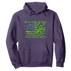 Traumatic Brain Injury Awareness Hoodie Not All Wounds Are Visible TBI Warrior American Flag TS02 Purple Print Your Wear