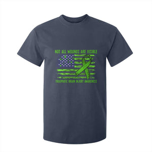 Traumatic Brain Injury Awareness T Shirt For Kid Not All Wounds Are Visible TBI Warrior American Flag TS02 Navy Print Your Wear