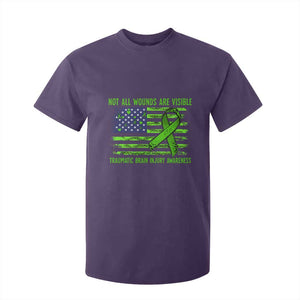 Traumatic Brain Injury Awareness T Shirt For Kid Not All Wounds Are Visible TBI Warrior American Flag TS02 Purple Print Your Wear