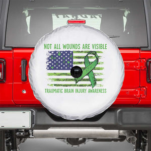 Traumatic Brain Injury Awareness Spare Tire Cover Not All Wounds Are Visible TBI Warrior American Flag TS02 White Print Your Wear