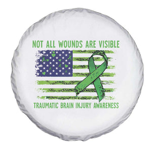 Traumatic Brain Injury Awareness Spare Tire Cover Not All Wounds Are Visible TBI Warrior American Flag TS02 Print Your Wear