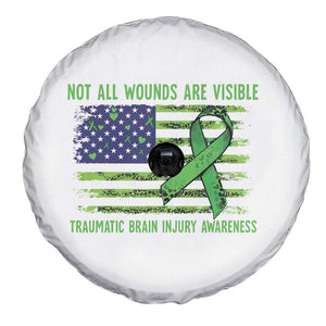 Traumatic Brain Injury Awareness Spare Tire Cover Not All Wounds Are Visible TBI Warrior American Flag TS02 Print Your Wear