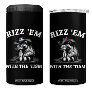 Autism Racoon Cowboy 4 in 1 Can Cooler Tumbler Rizz Em With The Tism TS02 One Size: 16 oz Black Print Your Wear