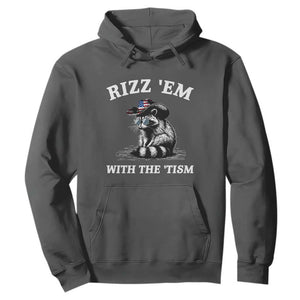 Autism Racoon Cowboy Hoodie Rizz Em With The Tism TS02 Dark Heather Print Your Wear