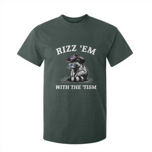 Autism Racoon Cowboy T Shirt For Kid Rizz Em With The Tism TS02 Dark Forest Green Print Your Wear