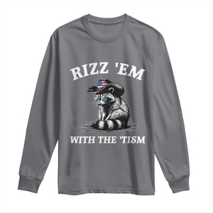 Autism Racoon Cowboy Long Sleeve Shirt Rizz Em With The Tism TS02 Charcoal Print Your Wear