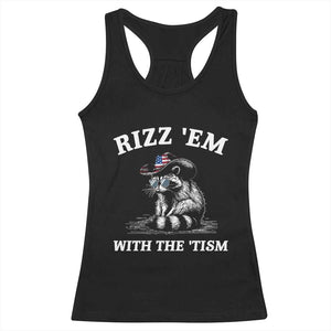 Autism Racoon Cowboy Racerback Tank Top Rizz Em With The Tism TS02 Black Print Your Wear