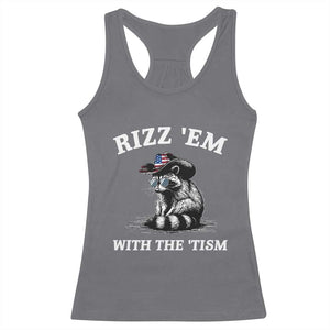 Autism Racoon Cowboy Racerback Tank Top Rizz Em With The Tism TS02 Charcoal Print Your Wear