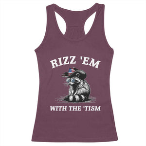 Autism Racoon Cowboy Racerback Tank Top Rizz Em With The Tism TS02 Maroon Print Your Wear