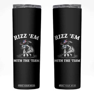 Autism Racoon Cowboy Skinny Tumbler Rizz Em With The Tism TS02 Black Print Your Wear