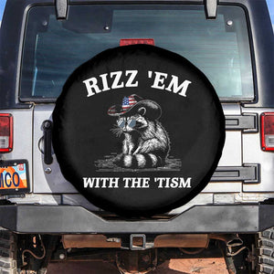 Autism Racoon Cowboy Spare Tire Cover Rizz Em With The Tism TS02 No hole Black Print Your Wear