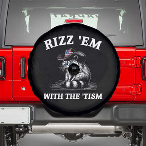 Autism Racoon Cowboy Spare Tire Cover Rizz Em With The Tism TS02 Black Print Your Wear