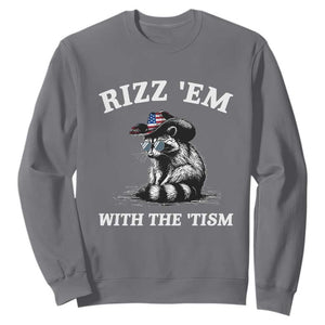 Autism Racoon Cowboy Sweatshirt Rizz Em With The Tism TS02 Charcoal Print Your Wear
